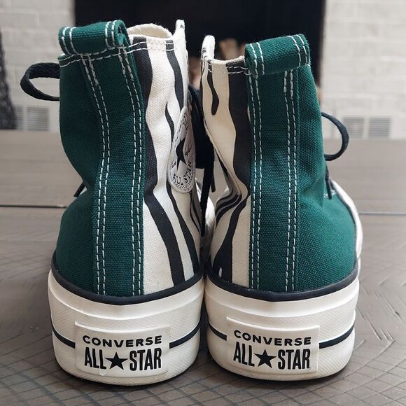 Converse All Stars Chuck Lift Custom Green Zebra Platform Sneaker Sz 4 - Picture 6 of 10
